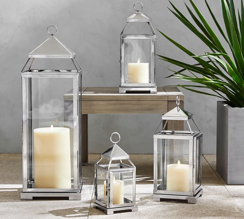 Malta Glass & Metal Indoor/Outdoor Lantern Pottery Barn Australia